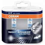 Set 2 Becuri auto cu halogen pentru far Osram H7 Night Breaker Unlimited up to 110 12V 55W