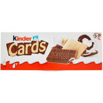 Napolitane cu umplutura de lapte si cacao Kinder Cards, 5 x 2 buc