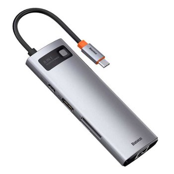 Metal Gleam, conectare PC USB Type-C, 8 in 1, Gri, Baseus