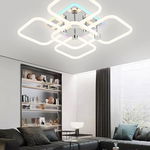 Lustra LED RFAN, Model R9142/4+1C, Cu Telecomanda, 3 Tipuri De Lumina Plus Lumina RGB, Intensitate Reglabila, 63W, Alb/Argintiu