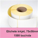 Etichete inkjet (JetGloss) in rola 75x50mm, adeziv permanent, 1500 buc/rola (compatibile Epson)