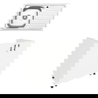 Set Masca Chiuveta Karo, Alb, 80 x 50 x 80 cm, Chiuveta Inox, Cuva stanga, haaus