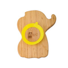 Farfurie elefant din bambus organic cu baza tip ventuza Oaki galben, Oaki