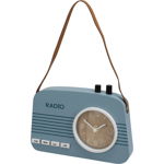 Ceas de masă Old radio albastru, 21,5 x3,5 x 15,5 cm, 