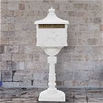 vidaXL Алуминиева пощенска кутия на стойка винтидж неръждаема бяла, vidaXL