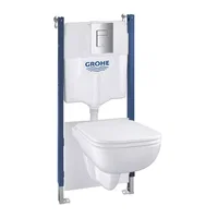 Set vas WC suspendat Grohe Solido 5 in 1 rezervor incastrat cu clapeta crom Even si capac Start Edge