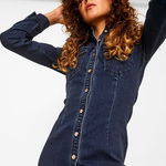 Rochie cambrata tip camasa din denim