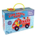 Firetruck pups puzzle - Masina de pompieri, puzzle mare de podea, Peaceable Kingdom