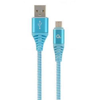 Cablu alimentare si date Gembird, USB 2.0 (T) la Micro-USB 2.0 (T), 1m, Turcoaz / Alb, CC-USB2B-AMmBM-1M-VW
