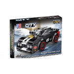 Set de constructie, Masinuta tranformabila in Robot, Gray Racing Car, culoare gri cu roti rosii, 212 piese