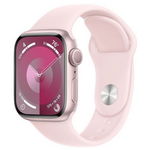 APPLE Watch Series 9, GPS, 45mm Pink Aluminium Case, Light Pink Sport Band - S/M