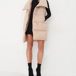 Vesta midi, matlasata, cu guler inalt si capse, crem, dama, Mohito, Mohito