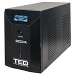 UPS cu stabilizator, 2200VA, 1250W, Ecran LCD, 4x baterii 12V, 7.1Ah, 3x prize Schuko, TED TED001610, TED