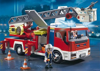 Masina de pompieri cu scara PLAYMOBIL Fire Rescue, PlayMobil
