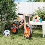 vidaXL Bicicletă de echilibru pentru copii, imprimeu și portocaliu, vidaXL