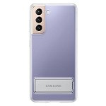 Husa Premium Originala Samsung Galaxy S21, Silicon, Transparenta Cu Stand Metalic - Ef-jg991ct