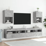 vidaXL Comode TV cu lumini LED, 2 buc., gri beton, 40,5x30x60 cm, vidaXL