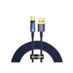 Cablu Baseus Explorer, USB la USB-C, 100W, Fast Charging, 2m, Albastru