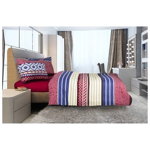 Lenjerie de pat pentru 2 persoane Heinner Home, bumbac, burgundy, 4 piese, Ideal P-Online Concept
