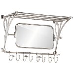 vidaXL Suport bagaj cu umerașe/oglindă, montat pe perete, aluminiu, vidaXL