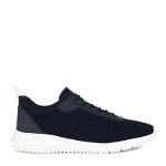 Geox, Pantofi sport de plasa cu detalii de piele ecologica, Albastru marin, 44