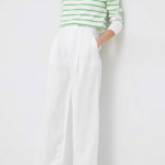 GAP pantaloni din in culoarea alb, lat, high waist, Gap