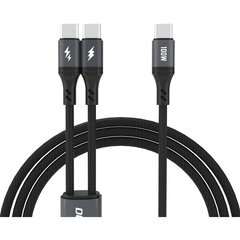 Cabluri de date Dudao L3F 2 în 1, 100W, 2xUSB-C, negru, 1,2m