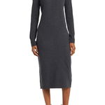 Imbracaminte Femei Nordstrom Rack Long Sleeve Jewel Neck Sweater Dress Grey Dark Charcoal Heather