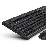 Kit Tastatura + Mouse, A4Tech, Wireless, Negru/Galben