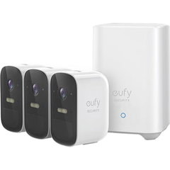 Kit Supraveghere Video eufy 2C Security Wireless HD 1080p IP67 Nightvision 3 Camere Video Alb