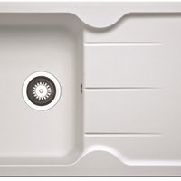 Chiuveta Pyramis PORTOS 1B 1D SNOW, 1 cuva + picurator, gol de incastrare 45 cm, culoare alb