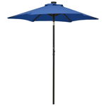 Umbrela de soare cu lumini LED vidaXL 313561, 200x211cm, aluminiu, 3.45 kg, 12 lumini LED, Rosu bordo, vidaXL