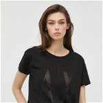 Armani Exchange tricou femei, culoarea negru, Armani Exchange
