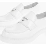 Prada Leather Chocolate Loafers With Robber Soles White, Prada