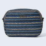 Pepe Jeans London, Geanta crossbody cu aspect tesut Celia, Albastru lavanda/Albastru inchis/Maro nisip