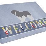 Caroline`s Treasures Poloneză Lowland Sheepdog Dog Bine ati venit de sticlă de tăiere bord mare Multicolore 12H x 16W, 