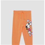 DeFacto, Pantaloni sport din amestec de bumbac cu imprimeu Peanuts, Alb, Portocaliu, Roz, 140-146 CM