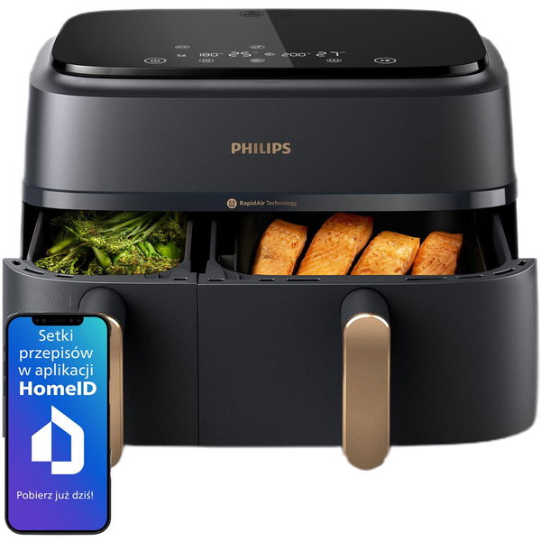 Friteuza Philips 3000 series Dual Basket 2750W Aer Cald 8 Programe 9L
