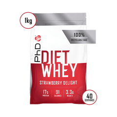 Proteina Diet Whey PhD Aroma de Capsuni, 1kg