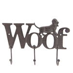 Cuier fier forjat 3 agatatori maro Woof 26x4x18 cm