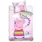 Set lenjerie pat copii Peppa Pig Kite 100x135 + 40x60 SunCity roz, SunCity