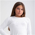 Bluza alba cu maneca lunga cu strasuri in forma de fluturi pentru fete 12 ani (141-151 cm), 