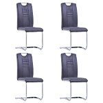 Set scaune de bucatarie consola vidaXL, 4 buc., gri, piele intoarsa eco, 42 x 52 x 100 cm, 21.45 kg
