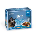 Brit Premium Multipack Family Plate, 4 arome, pachet mixt, plic hrană umedă pisici, (în sos), 12 x 85g, Brit