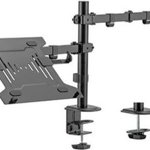 MA-DA-03 Adjustable desk mount with monitor arm and notebook tray (rotate, tilt, swivel), 17”-32”, up to 9 kg, Gembird
