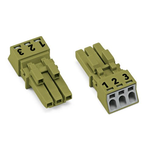 Socket; 3-pole; Cod. B; 1,50 mm²; light green, Wago