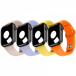 Set 4 curele Apple Watch 3 / 4 / 5 / 6 / 7 / 8 / SE series 38 / 40 / 41 mm galben portocaliu roz mov deschis, krasscom