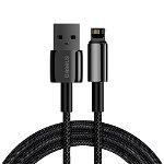 Cablu alimentare si date Baseus, Tungsten Gold, Fast Charging, USB la tip Lightning 2.4A braided 1m, Negru