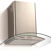 Hota decorativa Heinner DCH-650GX, Putere de absorbtie 610 mc/h, Latime 60cm, Clasa D, Iluminare LED, Inox+Sticla