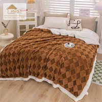 Patura Cu Blanita Artificiala de Iepure si Catifea Teddy, 200x230 cm Maro JO369